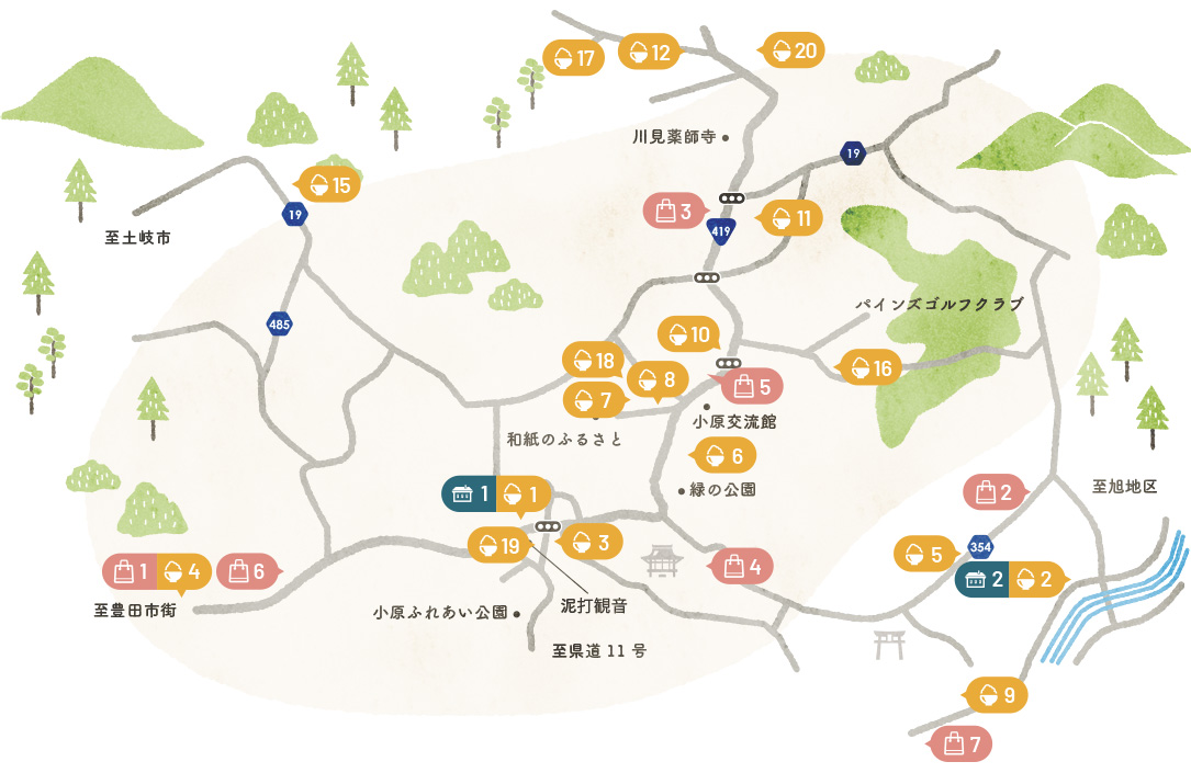 お土産・お食事・宿泊マップ